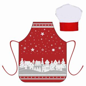 Świąteczny komplet dla dzieci Fartuch z czapką kucharską, czerwony