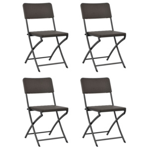 Składane krzesła ogrodowe, 4 szt., HDPE i stal, brązowe