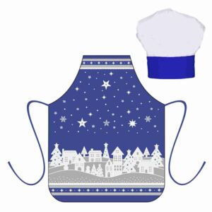 Świąteczny komplet dla dzieci Fartuch z czapką kucharską, niebieski