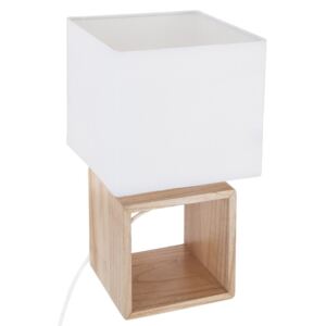 Lampa stołowa z kwadratowym abażurem, 32 cm, biała