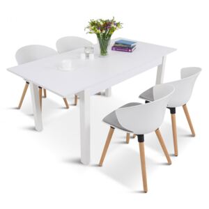 Białe meble do jadalni rozkładany 120-160 stół + 4 krzesła Hugo Pb 4 Meblobranie