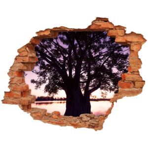 Samoprzylepna dziura na ścianę Drzewo i jezioro