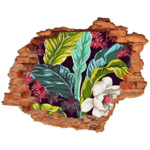 Okleina 3D dziura na ścianę Tropikalne kwiaty