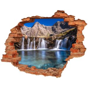 Naklejka fototapeta 3D Wodospad w górach