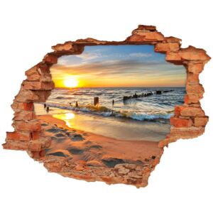 Naklejka fototapeta 3D Zachód słońca plaża