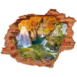 Samoprzylepna dziura na ścianę Wodospad jesienią