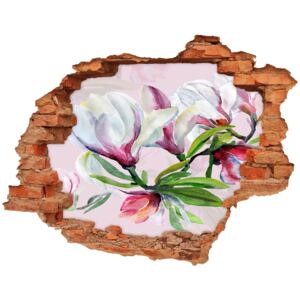 Naklejka 3D dziura na ścianę Kwiaty magnolii