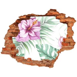 Naklejka 3D dziura na ścianę Hawajskie kwiaty