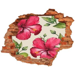 Naklejka 3D dziura na ścianę Różowy hibiskus