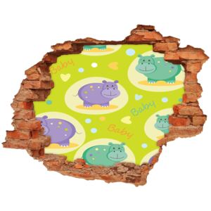 Dziura 3d foto tapeta naklejka Hipopotamy