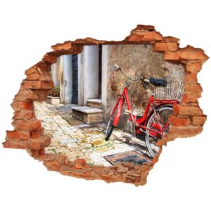 Fototapeta dziura na ścianę Czerwony rower