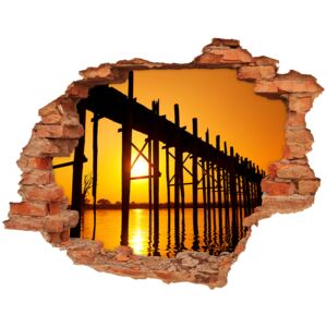 Fototapeta dziura na ścianę 3d Most zachód słońca