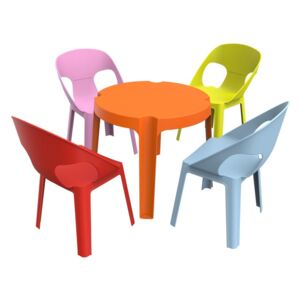 Ogrodowy komplet dziecięcy 1 pomarańczowego stolika i 4 krzesełek Resol Julieta