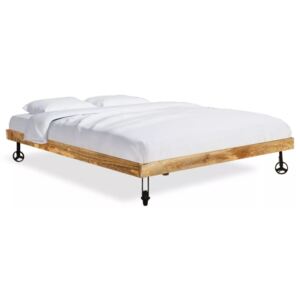 Łóżko z materacemz pianki, brązowo-białe, 140x200 cm