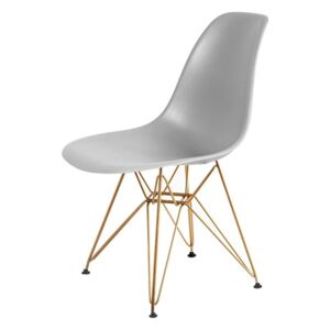 Krzesło plastikowe DSR Gold jasnoszare złote nogi