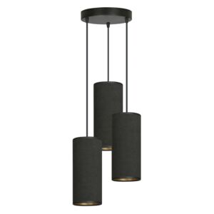 BENTE 3 BL PREMIUM BLACK lampa wisząca abażury welurowe regulowana złoty środek