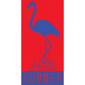 Ręcznik plażowy welurowy 70x140 Miramare 14 flaming niebieski czerwony Hello Summer