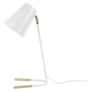 Biała lampa stołowa z detalami w złotej barwie Leitmotiv Noble