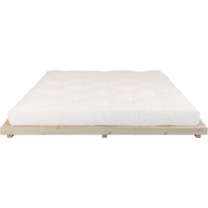Łóżko dwuosobowe z drewna sosnowego z materacem Karup Design Dock Comfort Mat Natural/Natural, 160x200 cm