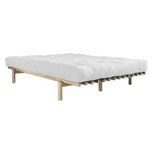 Łóżko dwuosobowe z drewna sosnowego z materacem Karup Design Pace Comfort Mat Natural/Natural, 160x200 cm