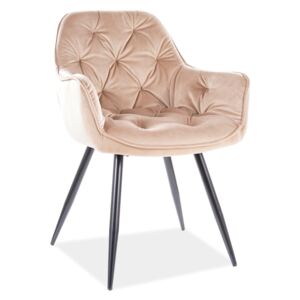 Krzesło CHERRY VELVET beżowe pikowane w stylu glamour SIGNAL