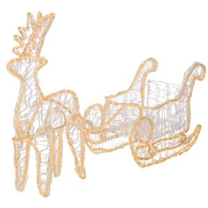 Renifer Led świąteczny z saniami 150 cm świetlna dekoracja do ogrodu biały ciepły