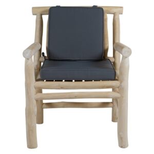 Fotel z drewna tekowego z szarym siedziskiem Santiago Pons Capri