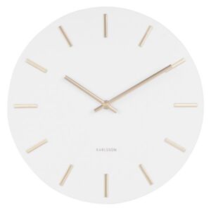 Biały zegar ścienny ze wskazówkami w złotym kolorze Karlsson Charm