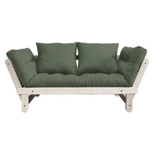 Sofa rozkładana z zielonym pokryciem Karup Design Beat Natural