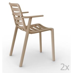 Zestaw 2 beżowych krzeseł ogrodowych z podłokietnikami Resol Slatkat