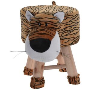 Pufa dla dzieci w kształcie tygrysa, na drewnianych nogach, Home & Styling