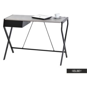 Biurko Designo czarne - beton z szufladą w minimalistycznym stylu