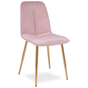 Krzesło ELENA różowy aksamit - złote nogi