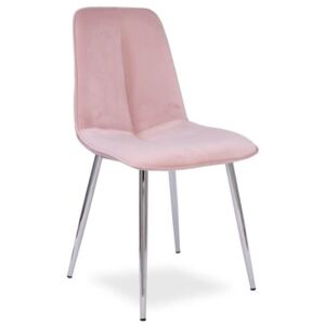 Krzesło ELENA różowy aksamit - chrom