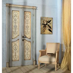 Drewniane prowansalskie podwójne drzwi zdobione ręcznie - Interiors Italia