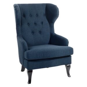 Fotel ciemnoniebieski - tapicerowany - pikowany - do salonu - ALTA