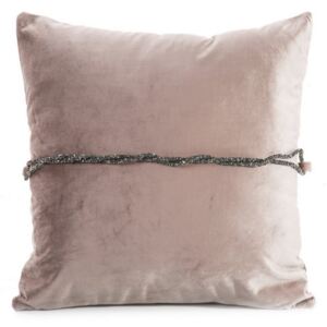 Poszewka na poduszkę 45 x 45 cm różowa ze srebrnym paskiem 45x45