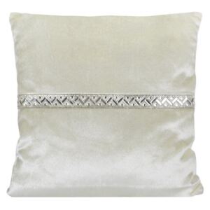 Poszewka na poduszkę kremowa ze srebrnym paskiem 40 x 40 cm 40x40