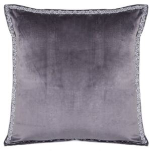 Elegancka poszewka na poduszkę ciemnoszara ze srebrnym wykończeniem