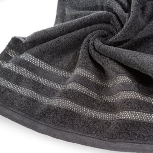 Ręcznik z bawełny zdobiony błyszczącą nitką 70x140cm czarny