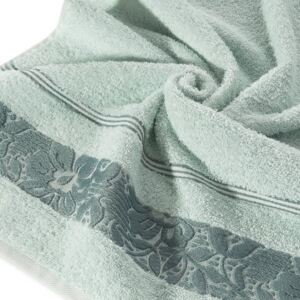 Ręcznik z bawełny z kwiatowym wzorem na bordiurze 70x140cm