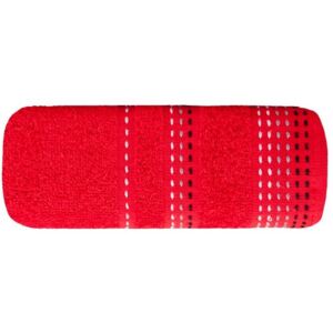 Ręcznik z bawełny z ozdobnym stebnowaniem 50x90cm 50x90 czerwony