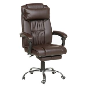 Krzesło biurowe skóra ekologiczna ciemnobrązowe LUXURY