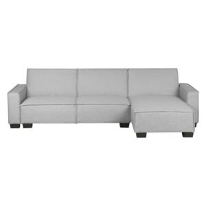 Sofa narożna lewostronna z funkcją spania jasnoszara ROMEDAL