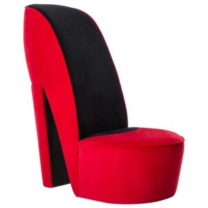 Fotel w kształcie buta na obcasie, czerwony, aksamitny