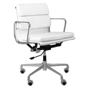 Fotel biurowy CH2171T biała skóra chrom