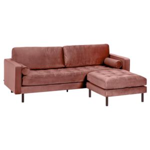 Sofa 3-os. z pufą Bogart 222 cm aksamit różowa
