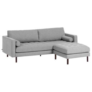 Sofa 3-os. z pufą Bogart 222 cm tkanina jasnoszara