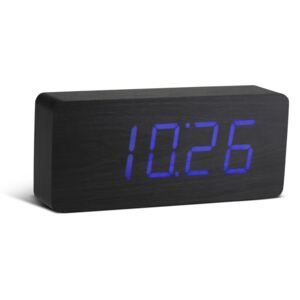 Czarny budzik z niebieskim wyświetlaczem LED Gingko Slab Click Clock