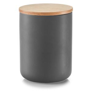 Ceramiczny pojemnik do przechowywania żywności, z bambusową pokrywką, Ø12 x wys.16 cm - antracytowy